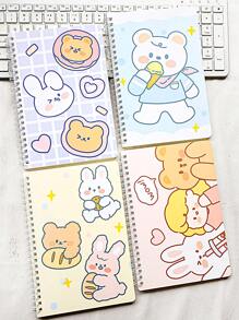 60 A5 Coil Notebook Cute Cartoon Notebook Student School Supplies Writing Book Record Book Office Stationery Book Is Randomly Distributed 1 Copy - Multicolor - View 2