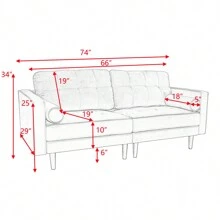 74" Loveseat Sofa Living Room Furniture - Grey - View 8