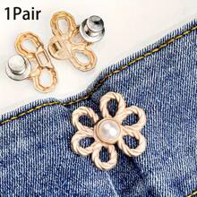 1/2/4 pares de hebillas de cintura con diseño floral, ajustadores de cintura para faldas y pantalones vaqueros - Hebillas desmontables para ajustar el tamaño de la cintura de pantalones y faldas sin necesidad de coser, herramienta perfecta para ajustar la cintura
