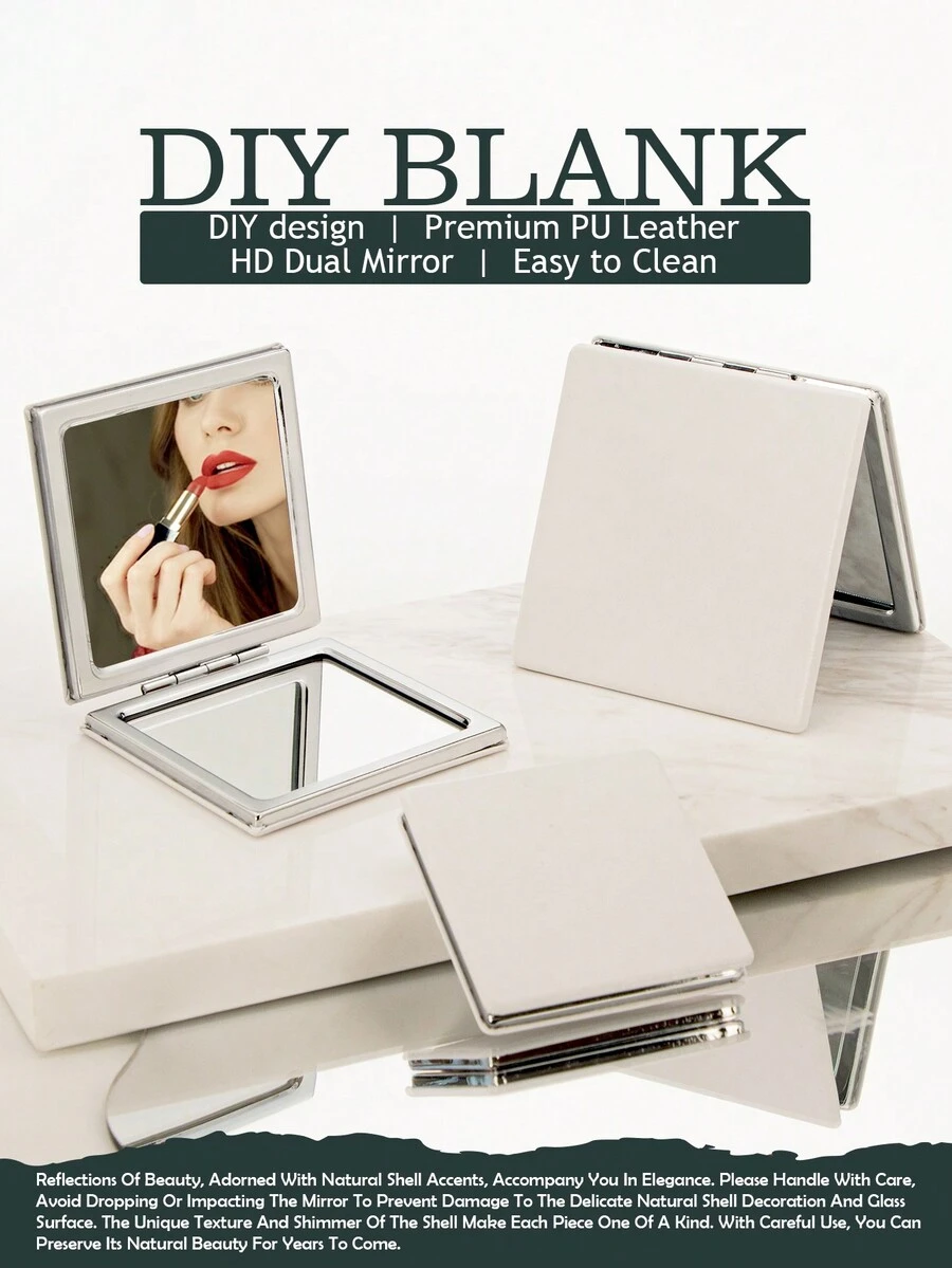 1 Gương trang điểm hai mặt bằng da màu trắng hình vuông tròn lớn DIY cho mẹ chị em bạn bè vợ tiệc sinh nhật ngày lễ tại nhà du lịch sử dụng - trắng - Xem 1