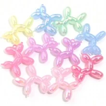 5pcs/Pack Assorted Acrylic Puffy Dog Pendant, Flocked Furry, Solid Color, Electroplated Metal, Jelly, Plated Colorful Puffy Dog Charms For DIY Phone, Key Chain, Necklace, Hair Accessory, Earrings Decoration Accessories