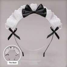 1PC Elegant & Cute Lace Bow Maid Headband - Versatile Hair Accessory For Women, Perfect For Christmas Day