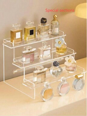 1pc-Acrylic Cosmetics Organizer, Multi-Layer Transparent Display Stand, Suitable For Perfume, Jewelry, Skin Care Products, Cosmetics, Bathroom, Bedroom, Home Decoration, Reinforced And Sturdy Trapezoidal Design