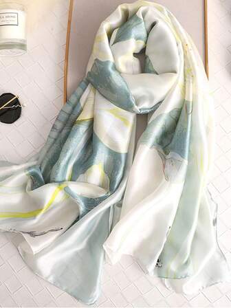 1pc Women Silk Scarf, New Fabric Satin Scarf, Long Chiffon Scarf For Summer, Travel, Sun Protection Beach Use
