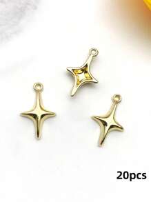 10入組/套四角星DIY吊墜 - 銀色 - 查看 6