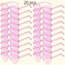20pcs Fashion Cute Frameless Heart Shaped Glasses, Funny Style Suitable For Party, Beach, Sports, Christmas & New Year Decorations