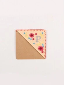 1 pieza, Punto de libro de esquina personalizado bordado a mano, 26 letras bordadas a mano en fieltro, punto de libro de bordado de flor linda para amantes de la lectura, regalo significativo, vuelta al colegio