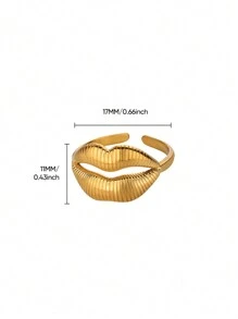 1PC Chic Lip Ring For Women Girls 18K Gold Plated Adjustable Stainless Steel Ring Funny Jewelry Love Gift - Multicolor - View 6