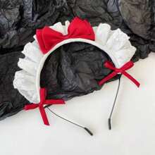 1PC Elegant & Cute Lace Bow Maid Headband - Versatile Hair Accessory For Women, Perfect For Christmas Day