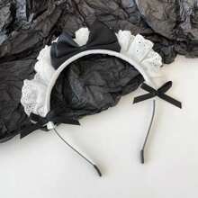 1PC Elegant & Cute Lace Bow Maid Headband - Versatile Hair Accessory For Women, Perfect For Christmas Day