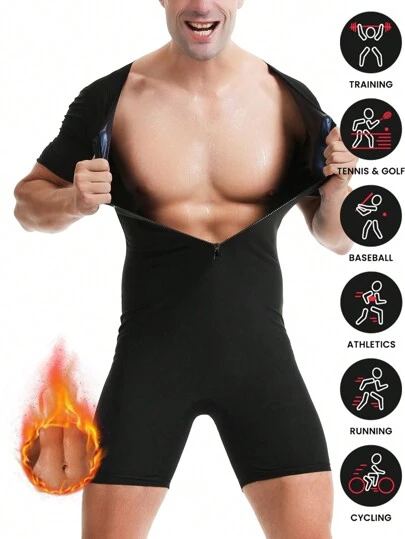 1 件 2024 新款多功能桑拿健身男士健身塑身衣连体衣，带拉链腰部训练健身房配件腹部瘦身束腹带，腰带腹部瘦身束腹带