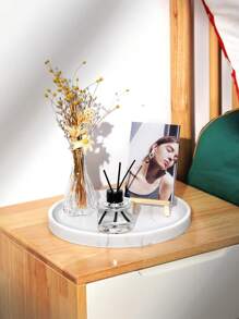 1 件梳妆台托盘，硅胶圆形托盘装饰性收纳整理器适用于浴室马桶水箱卧室厨房台面，珠宝收纳梳妆台托盘适用于蜡烛、乳液瓶、化妆品，大理石白色 - 彩色 - 查看 5