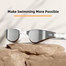 1 Set Occhialini da nuoto antifog ad alta definizione con design placcato, cuffia da nuoto in silicone, design a visione extra ampia, accessori da spiaggia, accessori per piscina