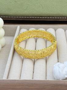 Pulseira aberta em forma de trigo banhada a ouro feminina, joia de luxo para festa de noiva