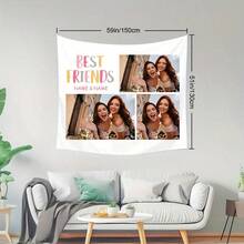 带有定制照片设计的个性化挂毯 - 多种尺寸可供选择 - 定制照片挂毯，无需电力，适用于卧室、客厅、室内和室外艺术装饰 - 送给朋友的完美生日礼物！ - 彩色 - 查看 4