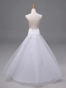 1 st. Dames Wit & Zwart A-lijn Elastische Stalen Hoepel Dubbellaags Ruffle Taille Bustier Baljurk Petticoat Tutu Rok Voor Bruiloft, Feest, Uitvoering