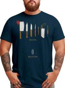 X MacGayver T-Shirt Drawing Series Movie Blouse Shirt Unisex 100% Cotton New Release Shipping Various Colors!! PLUS SIZE - Màu xanh hải quân - Xem 2