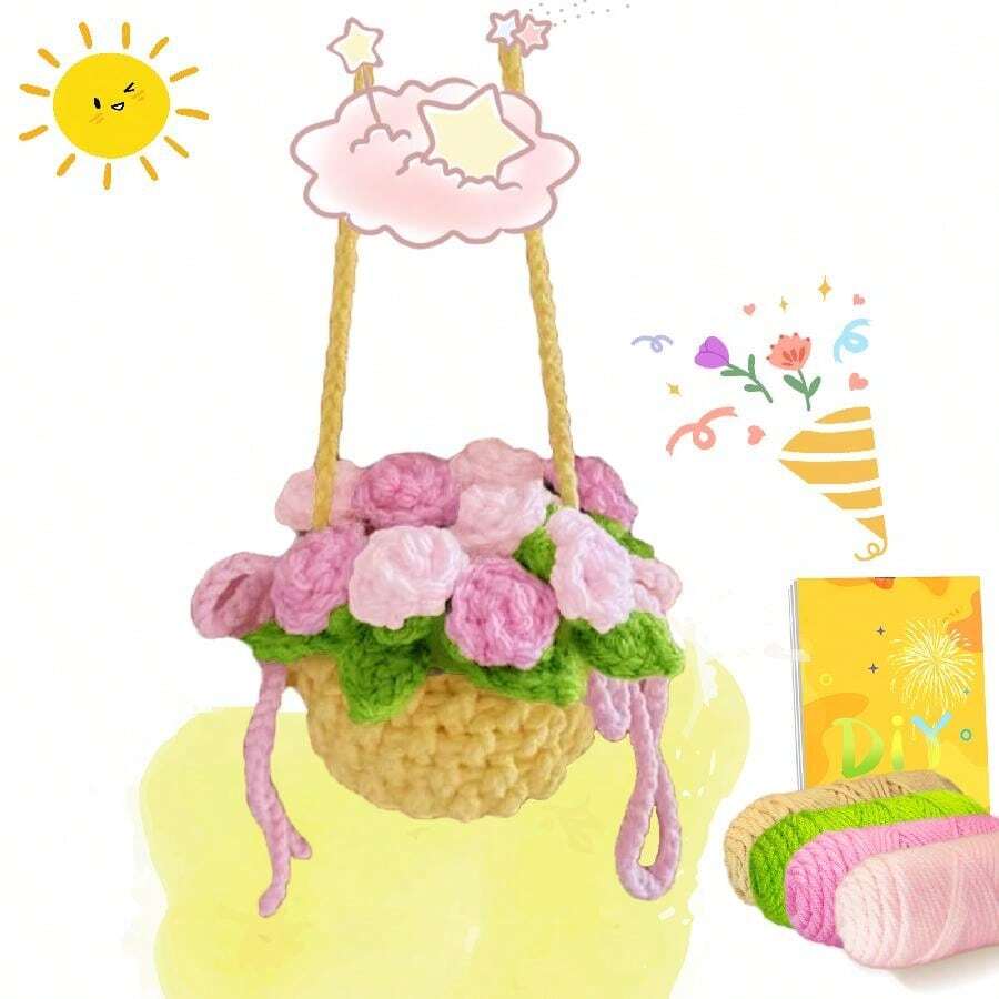 Fiori In Vaso Artificiali All'Uncinetto, Girasole In Lana Lavorato A Mano, Pianta Finta Per Decorazione Casa, Ufficio, Scrivania, Regalo Anniversario E Festa Della Mamma - 5