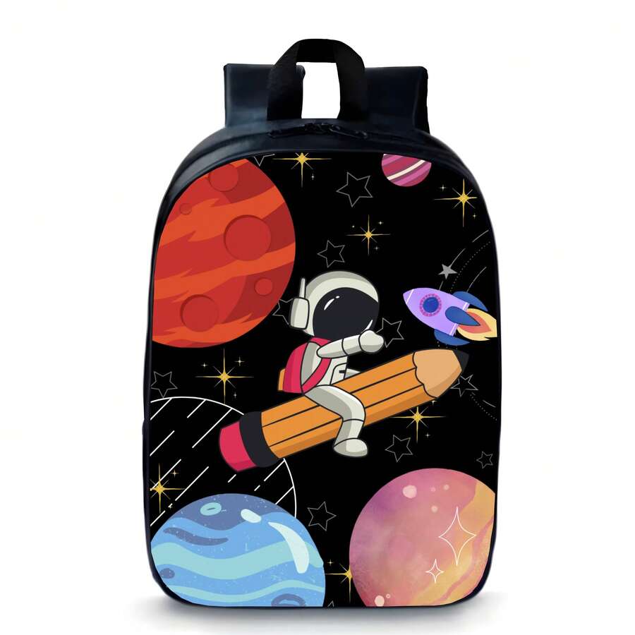 Small Preschool Backpack Children's Daycare Space Spaceship Planet Astronaut - 黑色 - 查看 1