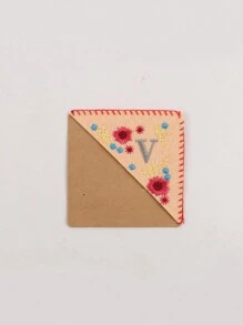 1 pieza, Punto de libro de esquina personalizado bordado a mano, 26 letras bordadas a mano en fieltro, punto de libro de bordado de flor linda para amantes de la lectura, regalo significativo, vuelta al colegio