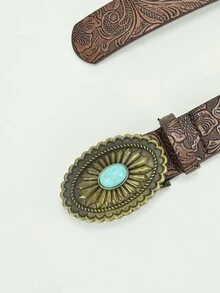 1 条女士棕色皮带，波西米亚风格复古百搭腰带，搭配牛仔裤 - 棕色 - 查看 4