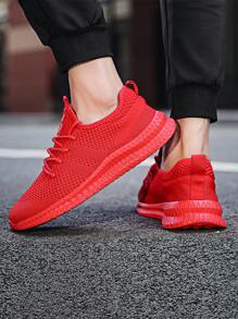 DaoLxi 男式步行鞋超轻网球跑步鞋网眼防滑休闲舒适工作健身运动运动鞋透气红色 - 紅色 - 查看 4