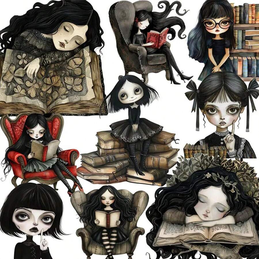 1 gói nhãn dán trang trí phong cách Gothic cổ điển cho sổ lưu niệm, nhật ký, album, trang trí ảnh, vật dụng thủ công cắt dán DIY - màu đen - Xem 1