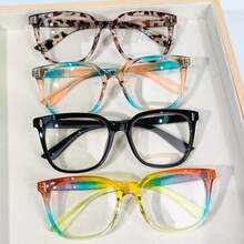 Kính vuông thời trang, gọng họa tiết nhiều màu, phong cách thanh lịch, kính vuông Unisex, tròng kính trong suốt, vừa vặn thoải mái - A - Xem 11