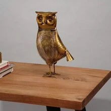 Bbh Homes Llc BBH Homes Antique Gold Owl Tea Light Candle Holder Large 13x7 Small 10x5 -Friendly - Gold - View 4