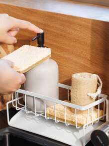 1 pezzo Porta spugne e accessori da cucina in bianco/grigio/nero, organizer per lavello, per spugna, strofinaccio, spazzola e porta asciugatura