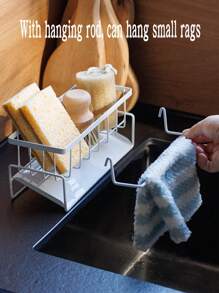 1 pezzo Porta spugne e accessori da cucina in bianco/grigio/nero, organizer per lavello, per spugna, strofinaccio, spazzola e porta asciugatura