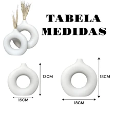 Modern Minimalist Round Vase Kit Donut Decorative Abstract Organic Bedroom 2Pcs - White - View 3