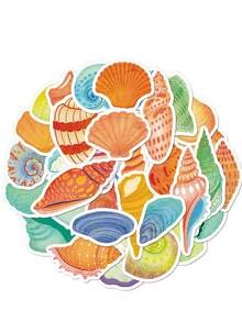 50 件/套卡通贝壳风格彩色自粘涂鸦贴纸，适合儿童、男女，可装饰书桌、墙壁、笔记本、水杯 - 彩色 - 查看 10