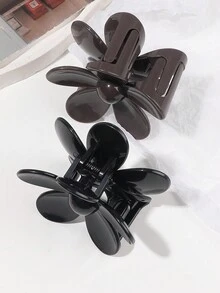 4 chiếc kẹp tóc hình hoa màu be đơn giản đa năng, làm bằng nhựa ABS bóng, phong cách nghỉ dưỡng bãi biển - Nhiều màu - Xem 4