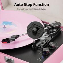 SILWISUN Vinyl Record Player 3 Speed Turntable With Bluetooth, Built In Battery, Portable Suitcase, Built In Speakers,Type-C Port 3.5mm Headphone Jack Aux In/RCA Out Pink For Home Decoration Gift Pink Green Black Brown - 粉紅銀 - 查看 7
