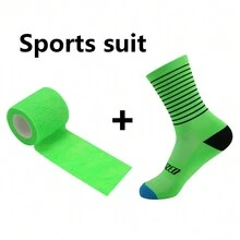 2 cái/bộ: 1 đôi tất đạp xe, tất thể thao ngoài trời, tất chạy bộ + 1 băng thun hỗ trợ ngón tay thể thao - Nhiều màu - Xem 3