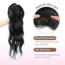 18 Inch Fringe Clip In Hair, 360° Cover Clip In Fringe Fake Hair Extensions Clip In Wavy Hair Bangs For Women French Fringe Bangs With Temples Clip In Hair Extensions For Daily Wear - Black - View 2