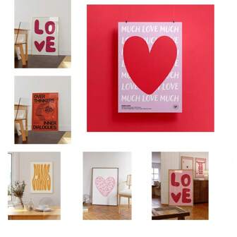 1 件爱心、情人节画廊墙爱心墙艺术印刷、情人节画廊墙、数字下载、红色爱情海报、时尚海报、复古墙艺术、美学房间装饰无框、情人节