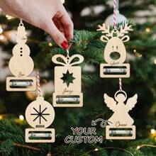 Nueva decoración navideña, colgante de regalo en efectivo, Papá Noel, corzo, cartera de madera, ornamento adorable titular de dinero