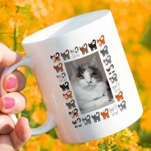 1pc Customizable Pet Photo Mug, Smooth Surface, Ceramic Material, Captures Pet's Daily Life, Suitable Gift For Family, Partner, Friends On Birthday, Holiday - White - View 3