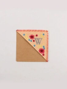 1 pieza, Punto de libro de esquina personalizado bordado a mano, 26 letras bordadas a mano en fieltro, punto de libro de bordado de flor linda para amantes de la lectura, regalo significativo, vuelta al colegio