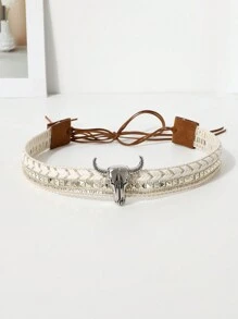 1pc Women's Detachable DIY Rhinestone Rivet Bull Head Decor Upturned Brim British Style Party Hat, Suitable For Spring/Autumn Performances, Light Shows, Sun Protection, Fashion Cowboy Party/Holiday/Casual Wear - One-word Hat - View 15