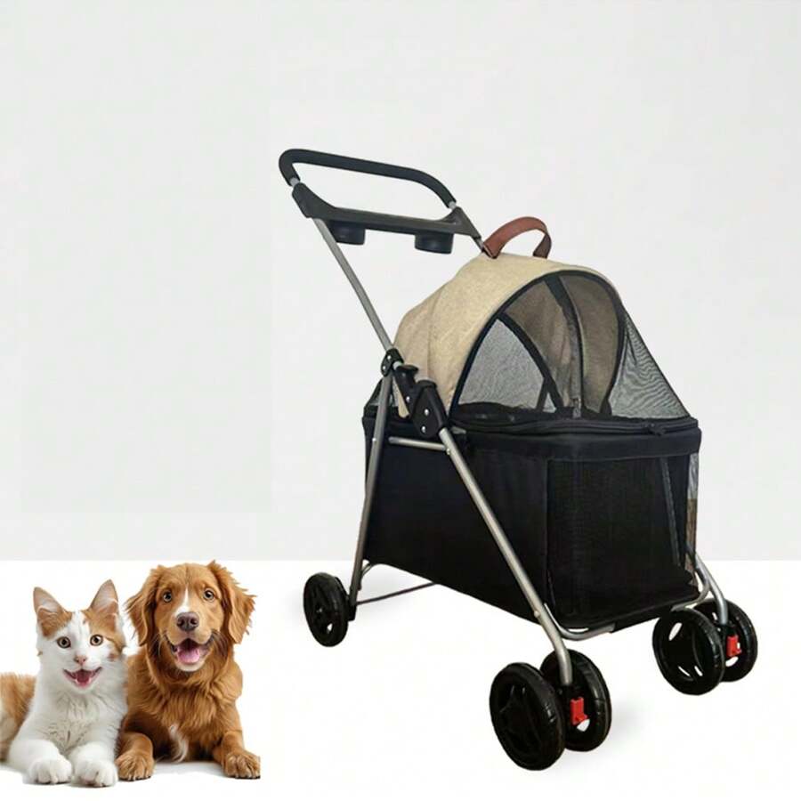 1pc In Stock Pet Stroller Pram Trolley, Suitable For Dogs, Cats, Teddy