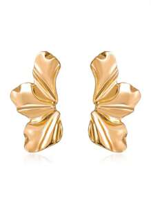 1 Pair Vintage High-End Flower Petal Stud Earrings, Suitable For Everyday Wear And Vacation