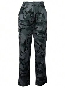 Pantalon cargo camouflage pour femmes, mode casual, taille haute, pieds liés, pantalon droit à poches multiples