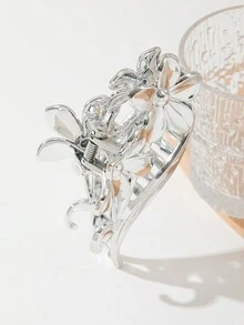 2 件装女士金属花朵和空心发爪夹，休闲简约发型设计，适合日常使用和派对 - 彩色 - 查看 3