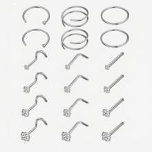 DAILI 10 piezas/set Aro para la nariz con diseño de diamante de imitación - Plateado - Ver 15