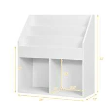 Homasis Kids Wooden Bookshelf Bookcase Children Toy Storage Cabinet Organizer - White - View 10