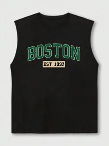 男士夏季休闲圆领字母印花上衣