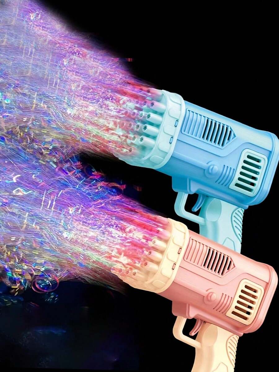 Súng thổi bong bóng 32 lỗ nhiều lỗ, Đồ chơi thổi bong bóng điện tự động một phím cho trẻ em (Không bao gồm pin và dung dịch tạo bong bóng) - Màu be - Xem 1